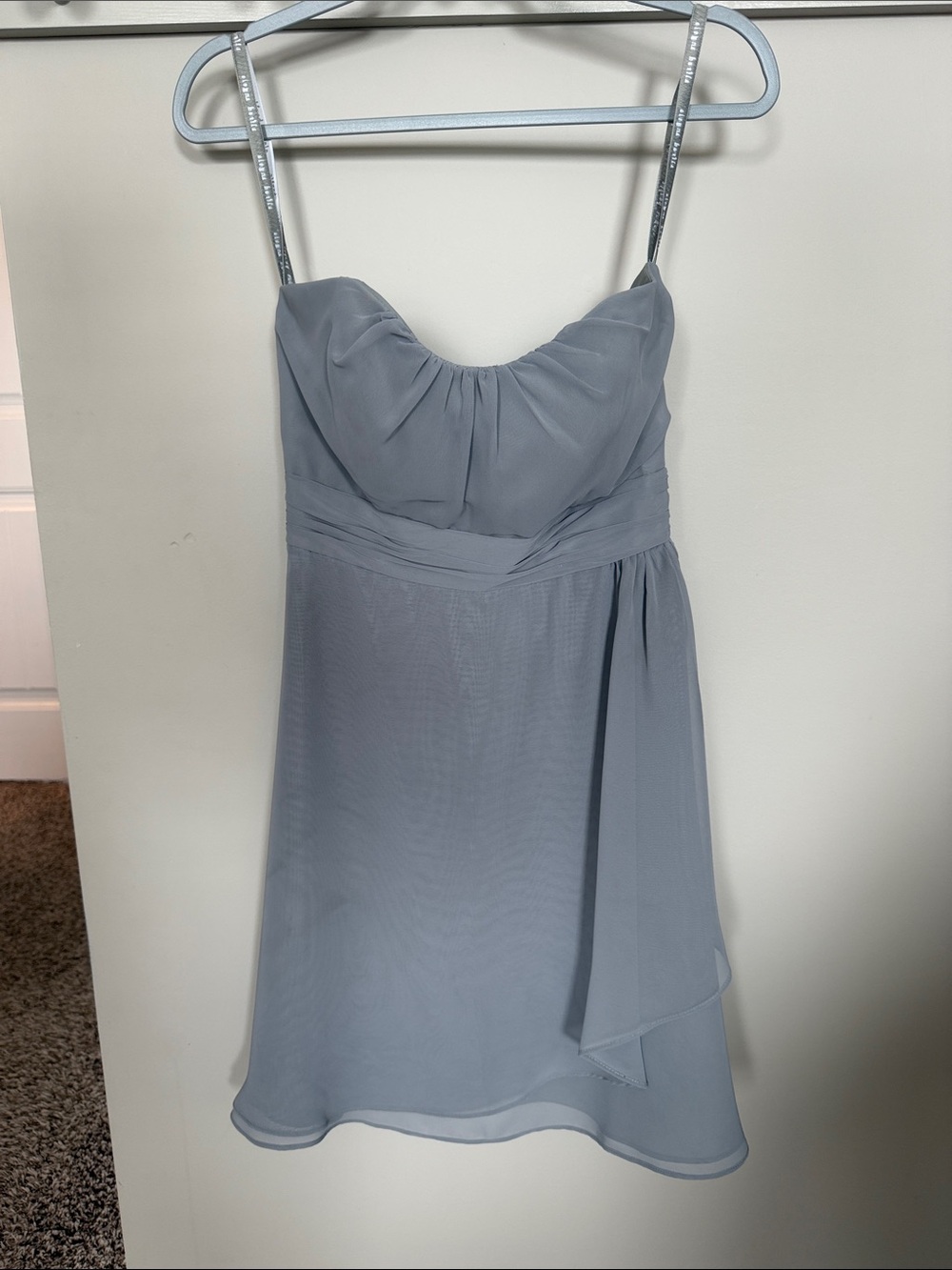 Alfred Angelo Light Gray Chiffon Spaghetti Strap Mini Dress